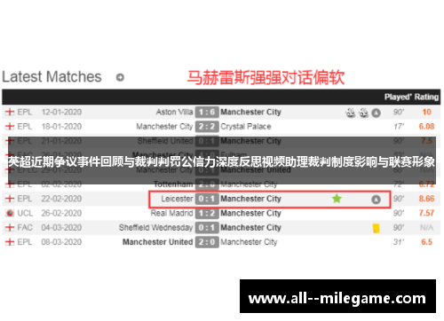 英超近期争议事件回顾与裁判判罚公信力深度反思视频助理裁判制度影响与联赛形象